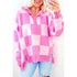 'Galena' Pink Checkered Sweater - Celes Fashion